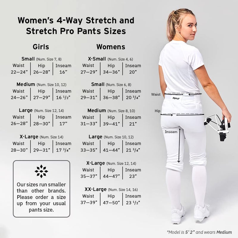 RIP-IT Womens 4-Way Stretch Softball Pants (Charcoal, Small) - Image 4